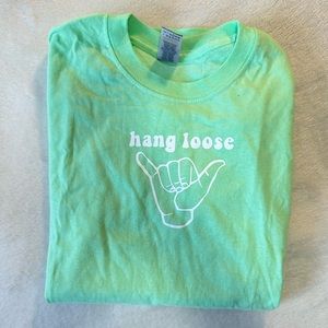 bright green hang loose tee size small